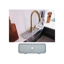 Lavabo İçin Silikon Esnek Mat Musluk Sapı Damlama Tutucu Raf Mutfak Tezgahı Sıçrama Koruma Pamuk Gri Diğer