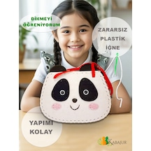 Sevimli Panda Çocuk Çantası Keçe Dikiş Seti - Eğitici Geliştirici Montessori Aktivite
