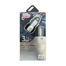 2 Adet Autokit Metal Araç Şarjı 3.1 Amper 2 Usb Girişi Iphone