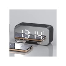 Bluetooth Hoparlör Fm Radyo Led Ayna Ekranlı Dijital Çalar Saat Masa Üstü Alarm Termometre