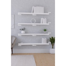 Yankı-byeg 100 Cm 4lü Mat Beyaz Mdf Uçan Duvar Rafı Gizli Bağlantı Modern Tasarım