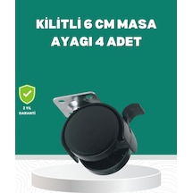 Zemin Korumalı Kilitli Ayak Tekerlek Seti 6 Cm Çok Renkli