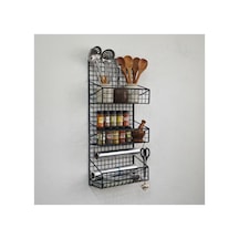 Tel 3 Gözlü Yeni Mutfak Ve Banyo Rafı/baharatlık Rafı/ölçü 74x30x15cm Siyah Çok Renkli