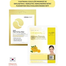 Dermal 3 Katmanlı Gold Göz Maskesi ve Sıkılaştırıcı Yenileyici Nemlendirici Bitki Plesantası Özlü Kolajen Maske Seti