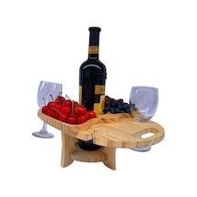 Novahub Açık Piknik Masası Ahşap Katlanabilir Şarap Rafı Ahşap Rengi, Boyut:katlanabilir Masa Boyutu Çok Renkli