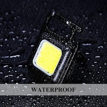 Anahtarlık Şeklinde Metal Kasa Cob Kare Fener Kamp & Outdoor Suya Dayanıklı Mini Cob Led Işıldak, Type C Şarjlı, Mıknatıslı Taşınabilir El Feneri Anahtarlığı Açık Beyaz