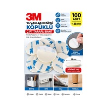 100 Adet 38 Mm Yuvarlak Köpüklü Çift Taraflı Bant Güçlü Yapışkanlı 38 MM x 5 M