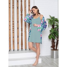 Limissi İmissi Kimono Sabahlık Gecelik Tkm. Pijama Takımı - Yeşil L / Xxl