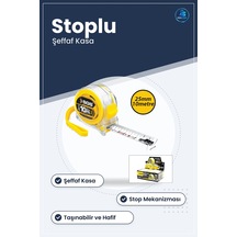 Şeffaf Kasalı Stoplu Şerit Metre 10 M 25 Mm Hırdavat Ev Tadilat M