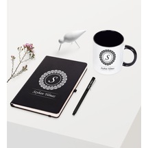 Kişiye Özel Siyah Defter Kalem Kupa Seti - 2 Siyah