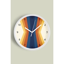 Soyut - Geometrik Temalı Modern Duvar Saati - 35cm - Önü Camlı Beyaz Kasa - Sessiz Mekanizma-jh0269 Beyaz