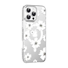 Mey İthalat Apple Uyumlu iPhone 16 Pro Max Floral Magsafe Kapak - Beyaz