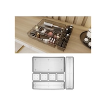 7 Parça Çekmece İçi Akseuar Düzenleyici Set - Modüler Makyaj Organizer Siyah Belirtilmemiş