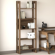 Country Dekoratif 5 Raflı Ev-ofis Kitaplık, Modern Kütüphane - Antik Ceviz