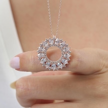 Işıltılı Okyanus Güneşi Rosegold Gümüş Kolye