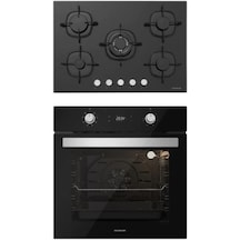 Silverline BO6504B01 - CS5365B01 Siyah Cam Ankastre Set