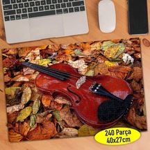 Sarı Yapraklar Üstünde Keman 240 Parça Puzzle Yapboz-404214
