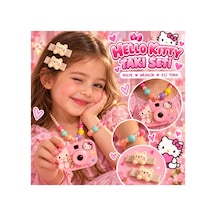 Hello Kitty Fotoğraf Makinesi Kolye Bileklik 2 Li Kedi Figürlü Çocuk Toka Takı Seti