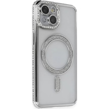 Newface Apple İphone 13 Kılıf Joke Simli Magneticsafe Kılıf - Gümüş