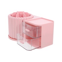 Ganzhoushop Masaüstü Kalemlik Masa Kozmetik Fırça Düzenleyici Döndürülebilir Tepsi Minimalist Tasarım Pembe 23.50x13.50x13.00cm 1paketpembe