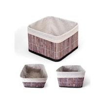 Bambu Çok Amaçlı Saklama Kutusu Düzenleyici Kare Organizer, Dekoratif Bambu Düzenleyici Gri 20x20x13cm 10