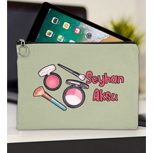 Bk Gift Kişiye Özel İsimli-1 Mint Yeşili Tablet Çantası 30x21cm, Ipad Çantası, Baskılı Tablet Kılıfı Yeşil