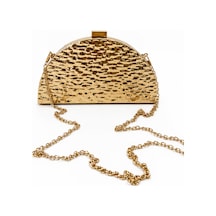 Aylesh Évora Kadın Gold Omuz Ve El Çantası Metalik Zincir Askılı Clutch Çanta Altın Altın