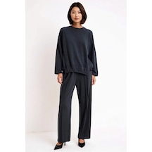 Benerly Kadın Oversize Silky İnterlok Örme Takım Uzun Kollu Rahat Kesim M Antrasit