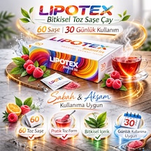 Lipotex Ahududu Aromalı Detoks Yardımcı Bitkisel Çay 60 Toz Saşe 30 Günlük Kullanım