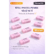 10'lu Pembe Pastel Silgi Seti Tozsuz İz Bırakmayan Yumuşak Silgi Okul Ofis Çizim