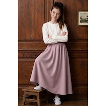 Angel&co. Girls Clothing Modest Uzun Kız Çocuk Açık Renk Mevsimlik Etek Bej Menekşe - 791131271 Bej Menekşe