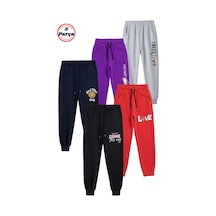 5'li Baskı Detaylı Paçası Lastikli Jogger Kız Çocuk Eşofman Altı Gri-mor-lacivert-kırmızı-siyah 5'li Baskı Detaylı Paçası Lastikli Jogger Kız Çocuk Eşofman Altı Gri-mor-lacivert-kırmızı-siyah