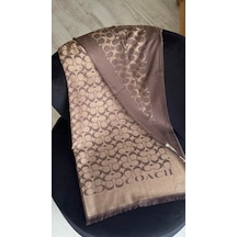 C Desen Yün İpek Şal İnce Kumaş Çift Taraflı Silk Scarfs Kahverengi