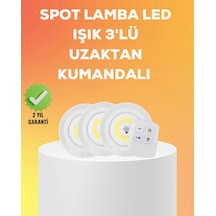 Çok Amaçlı Kullanım İçin Kablosuz Yapışkanlı 3 Lü Uzaktan Kumandalı Led Spot Lamba Renkli