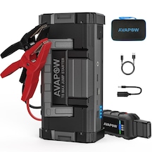 Avapow A68 32000mAh 6000A Zorla Çalıştırma İşlevli (2V'den Düşük Aküyü Çalıştıran) Jump Starter Taşınabilir Akü Takviye Kiti (Powerbank-Çift USB Portu + LED Işık)