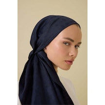 Imannoor Karanfil Monogram Koyu Mavi İpek Şal 68x200 Dark Blue