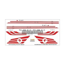Babibi Dat01093 1/72 Ölçek, Thy, Boeing 727-200, Dekal Çıkartma