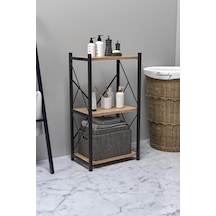 Venice Banyo Düzenleyici Banyo Dolabı Çok Amaçlı Dolap 3 Katlı Metal Mutfak Düzenleyici Ceviz