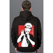 Bumeta Naruto Anime Stil Kakashi Ice Cream Japanese Japon Sweatshirt Unisex Kapüşonlu Hoodie Siyah