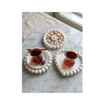 Ministone Kendin Boya Taş Tozu Bubble / Balon Kenarlı Sunum Tepsisi Ve Çay/kahve Altlığı Seti 12 Renk Boya + Fırça Hediyeli