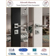 Trendhomm Prizma Rozetli İç Oda Kapı Kolu - Nikel Saten - Wc Banyo