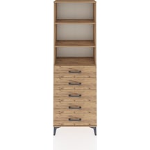 Arges Dolap 3 Raflı 5 Çekmeceli 60x30x182 Çam-çam Çam