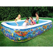 Tr 305x183x56 Cm Jumbo Boy Okyanus Desenli Şişme Havuz, Mavi Diğer