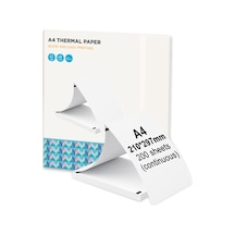 Youtek A4 Termal Yazıcı Kağıdı 200 Yaprak - Suya Ve Yağa Dayanıklı, Peripage A40 Uyumlu