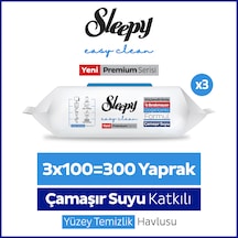 Sleepy Easy Clean Premium Çamaşır Suyu Katkılı Yüzey Temizlik Havlusu Mendili 3x100 (300 Yaprak) 