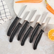 Yıldız Mira Dişli Meyve Bıçak Seti, Siyah, 6 Parça, Paslanmaz Çelik, Ergonomik Kopolimer Plastik Sap, 9 Cm Çok Renkli