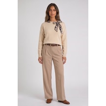 Fashion Friends Yaka Aksesuarlı Bej Kadın Kazak 26k0255k1