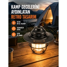 Dekoratif Ve Fonksiyonel Taşınabilir Kamp Gece Lambası - Lisinya Siyah 44264461