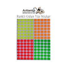Gülen Yüz Sticker 140 Lı 1 Paket 19 Mm Fosforlu Turuncu Sarı Pembe Yeşil Gülen Yüz Etiket Çıkartma Okul Etkinlik