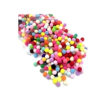 Hobialem Ponpon, 10 Mm, Renkli Ponpon, 100 Lü Paket, Peluş Ponpon, Minik Ponpon